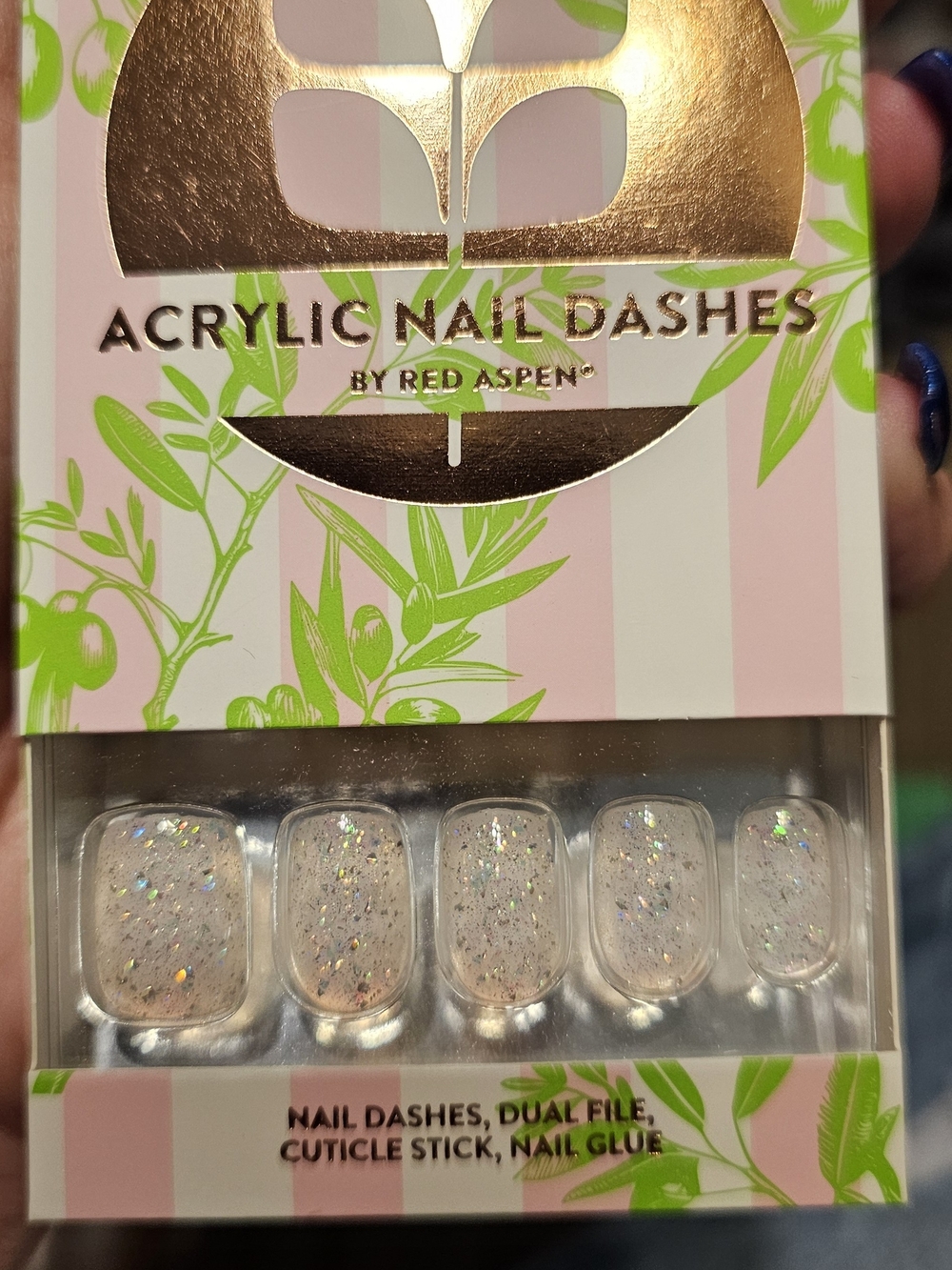 Red Aspen White Glitter Acrylic Press-On Nails